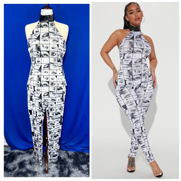 NWT🤩 |•FASHION NOVA•| All Eyes On Me Jumpsuit Size Large - Picture 2 of 13